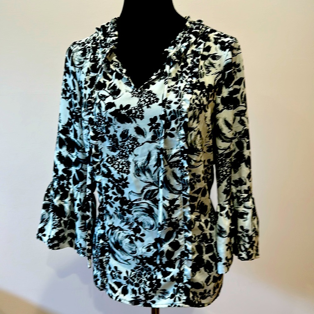 Carl Lagerfeld black floral print blouse